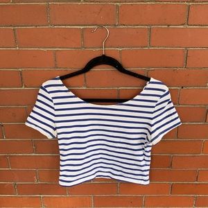 Striped Crop Top Short Sleeves